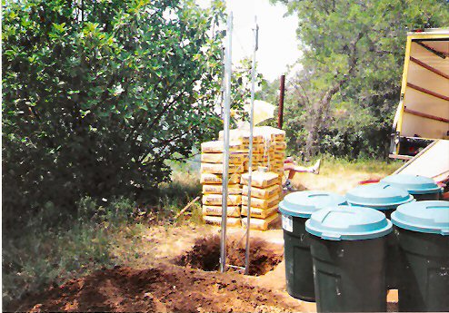 All of the concrete was mixed by hand in a wheel barrow brought to the remote location by rental truck.